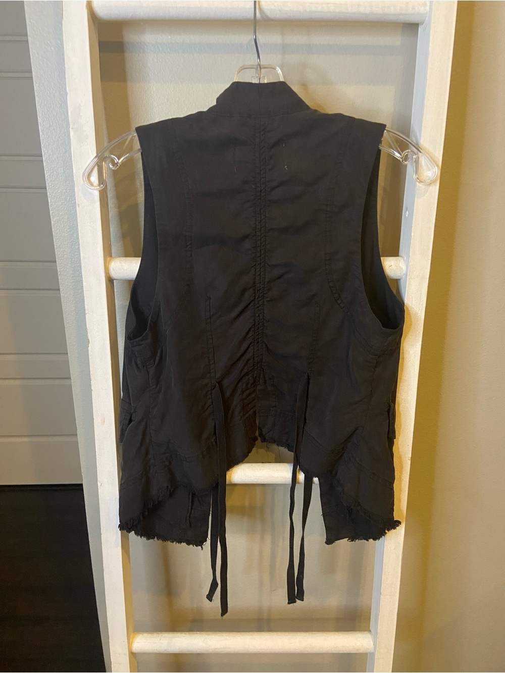 We The Free Black Sleeveless Button Vest with Ties - Picture 8 of 9